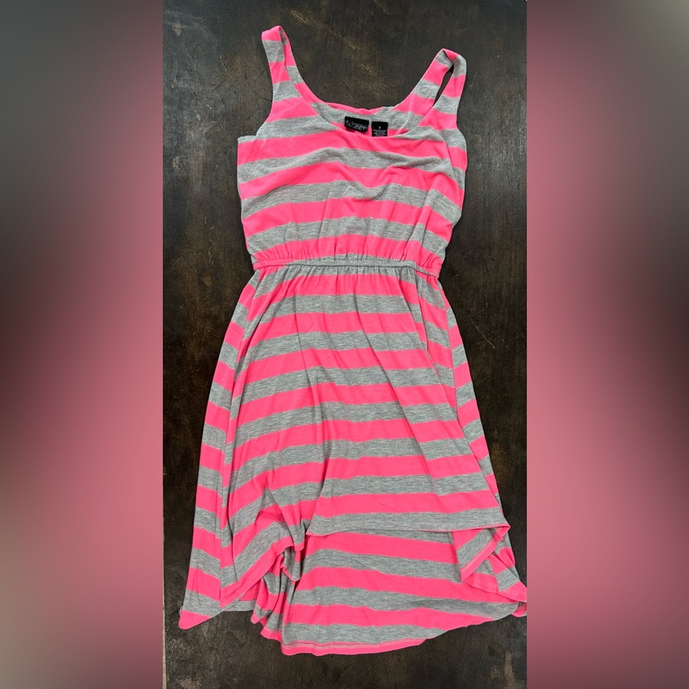 Daytrip Pink and Gray Striped Casual Dress